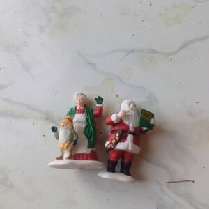 Vintage Santa and Mrs Claus hand-painted porcelain accessories